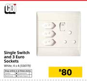 CBI Single Switch And 3 Euro Sockets