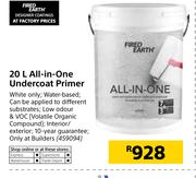 Fired Earth All In One Undercoat Primer-20Ltr