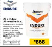 Duram Endure All Weather Matt (Pastel)-20Ltr