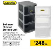 Addis 3 Drawer Slimline Storage Unit-Each