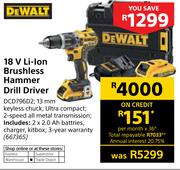Dewalt 18V Li-ion Brushless Hammer Drill Driver DCD796D2