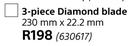 3 Piece Diamond Blade 230mm x 22.2mm