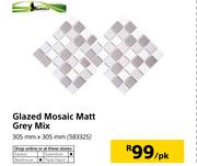 Glazed Mosaic Matt Grey Mix 305x305mm-Per Pack