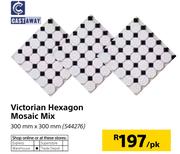 Cast Away Victorian Hexagon Mosaic Mix 300mm x 300mm-Per pk