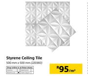 Styrene Ceiling Tile 500mm x 500mm-Per Sqm