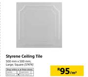 Styrene Ceiling Tile 500mm x 500mm-Per Sqm