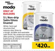 Fired Earth Modo Non-Drip Satin/Gloss Enamel-5Ltr Each