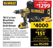 Dewalt 18V Li-Ion Brushless Hammer Drill Driver DCD796D2