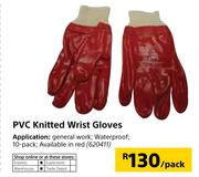 PVC Knitted Wrist Gloves-Per pack