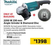 Makita 2200W 230mm Angle Grinder & Diamond Disc MO921B