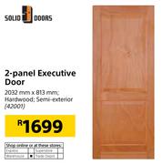 Solid Doors 2-Panel Executive Hardwood Semi Exterior Door 2032mmX813mm