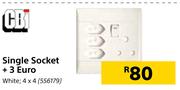 CBi Single Socket+3 Euro White 4X4