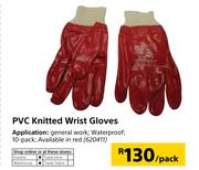 PVC Knitted Wrist Gloves-Per Pack