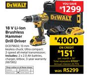 Dewalt 18V Li-Ion Brushless Hammer Drill Driver DCD796D2