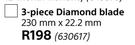 3 Piece Diamond Blade 230mm x 22.2mm