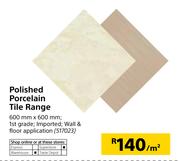 Polished Porcelain Tile Range 600mm x 600mm-Per Sqm