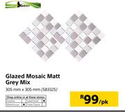 Glazed Mosaic Matt Grey Mix 305mm x 305mm-Per pk