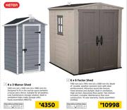 Keter 4x3 Manor Shed 1300(W) x 1040mm(D) x 1980mm(H)