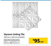 Styrene Ceiling Tile 500mm x 500mm-Per Sqm