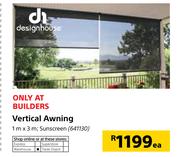 Designhouse Vertical Awning 1m x 3m Sunscreen-Each