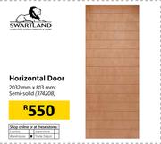Swartland Horizontal Door 2032mm x 813mm (Semi Solid)