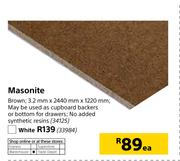 Masonite Brown 3.2mm x 2440mm x 1220mm-Each