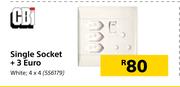 CBI Single Socket + 3 Euro White 4 x 4