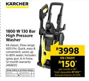 Karcher 1800 W 130 Bar High Pressure Washer K4 Classic Including Spray Gun & 6m Hose