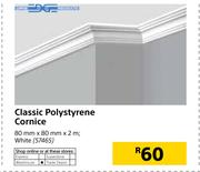 Edge Classic Polystyrene Cornice 80mm X 80mm X 2m White