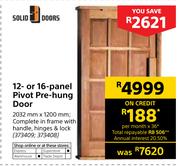 Solid Doors 12 Or 16 Panel Pivot Pre-Hung Door 2032mm X 1200mm