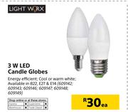 Light Worx 3W LED Candle Globes-Each