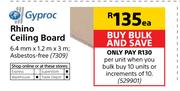 Gyproc Rhino Ceiling Board-6.4mm x 1.2m x 3m Each