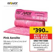 Isover Pink Aerolite-135mm x 1.2m x 5m Each