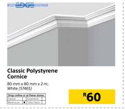 Edge Classic Polystyrene Cornice White-80mm x 80mm x 2m