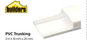 Builders PVC Trunking-2m; 16mm x 16mm