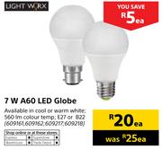 Light Worx 7W A60 LED Globe