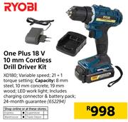 Ryobi One Plus 18V 10mm Cordless Drill Driver Kit