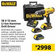 DeWalt 18V 13mm Li-Ion Hammer Drill Driver