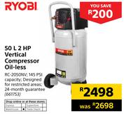 Ryobi 50L 2 HP Vertical Compressor Oil-Less