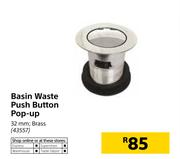 Basin Waste Push Button Pop Up 