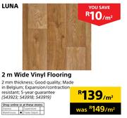 Luna 2m Wide Vinyl Flooring 2mm Thick-Per Sqm