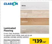 Classen Laminated Flooring 6mm In Natural, Trend, White, Dark Ash & Oak-Per Sqm