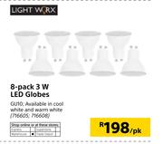 Light Worx 8 Pack 3W LED Globes-Per Pack