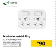 Crabtree Double Industrial Plug White-2 x 16A