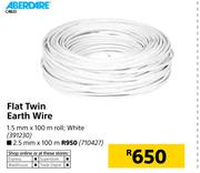 Aberdare Cables Flat Twin Earth Wire White-1.5mm x 100m Roll