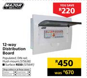 Major Tech 12 Way Distribution Board Surface