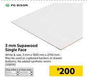 PG Bison 3mm Supawood Single Face-3mm x 1830mm x 2750mm