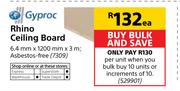 Gyproc Rhino Ceiling Board-6.4mm x 1.2m x 3m Each