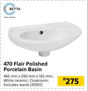 Betta 470 Flair Polished Porcelain Basin
