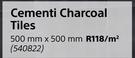 Cementi Charcoal Tiles-500mm x 500mm Per Sqm